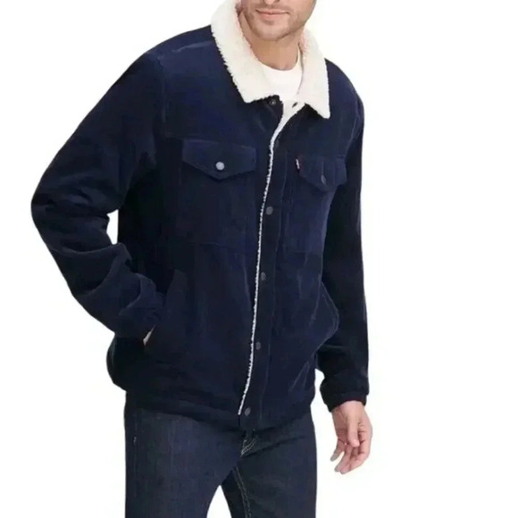 Levi's Other - Levi's Men's Corduroy Sherpa Trucker Button Jacket, Navy, Size Medium